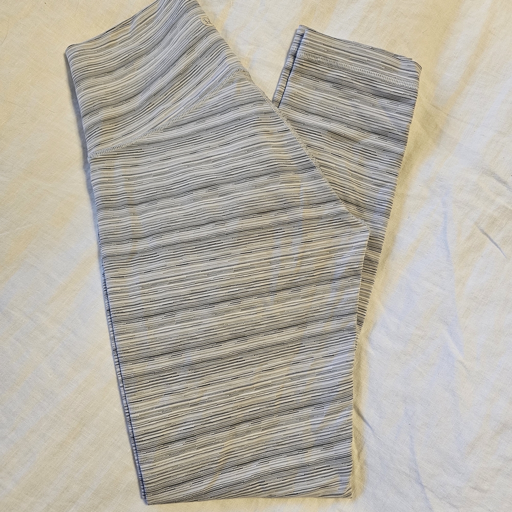 Lululemon Athletica Striped Leggings - Gray and White